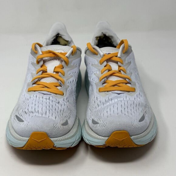 Hoka One One Clifton 8 Womens 8 W Wide White Blue Running Shoes Sneakers - Picture 6 of 16